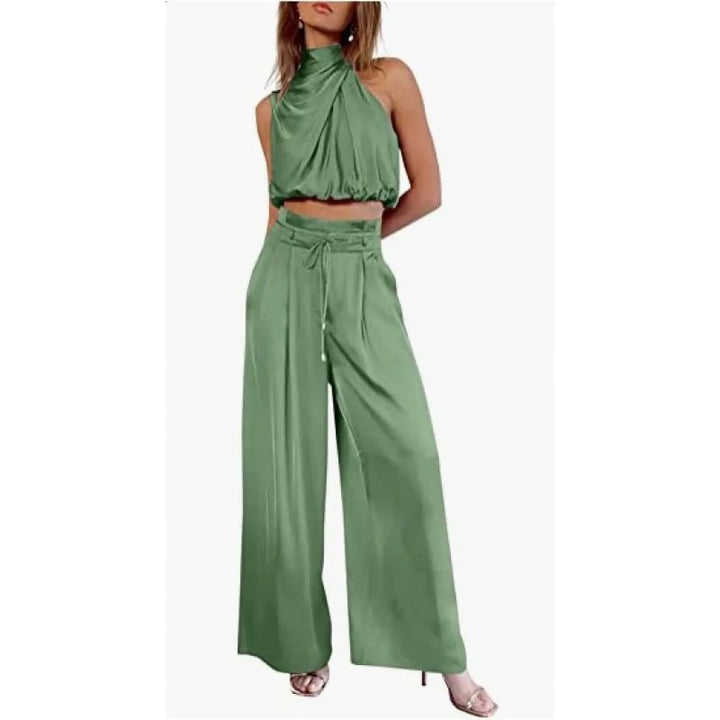 Damen Seiden-Plissee-Hosen-Set für Sommeranlässe