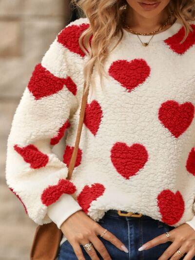 Gemütlicher Strickpullover mit Herzmuster für winterliche Eleganz