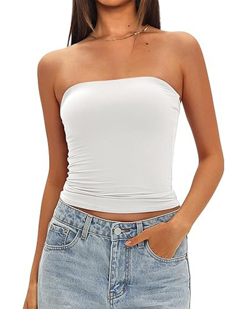 Figurbetontes kurzes Damen-Tanktop am Model