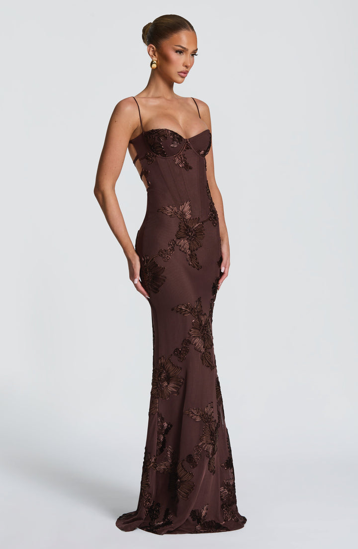 Damen Velours Maxikleid