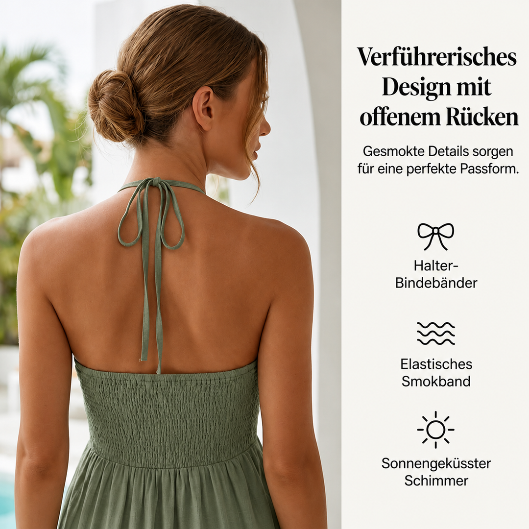 Maxikleid mit neckholder Rückenfrei und fließenden Drapierungen