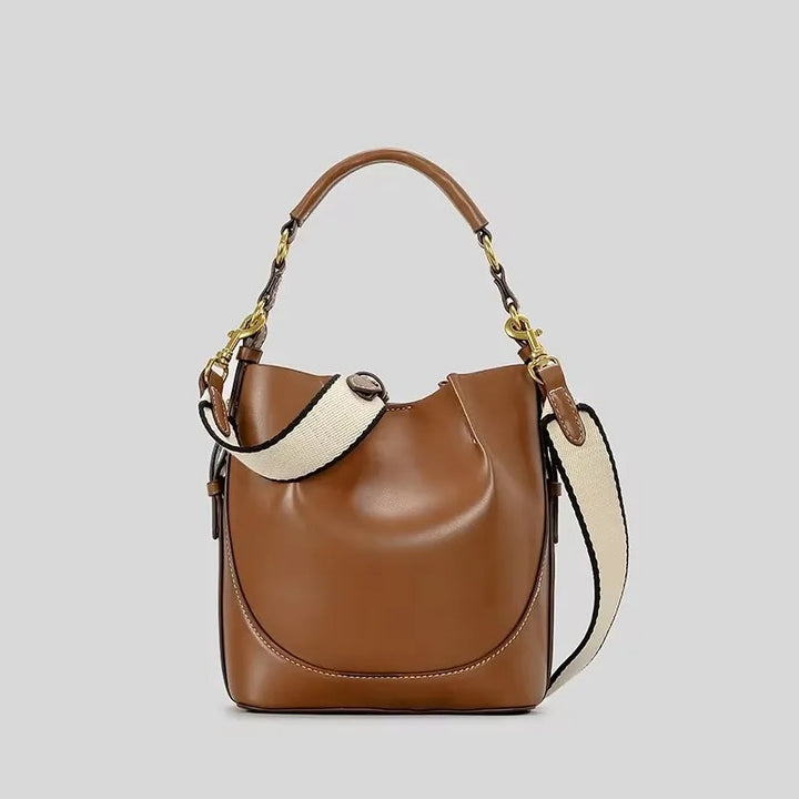 Helviora® | Strukturierte Schultertasche mit Canvas und Leder