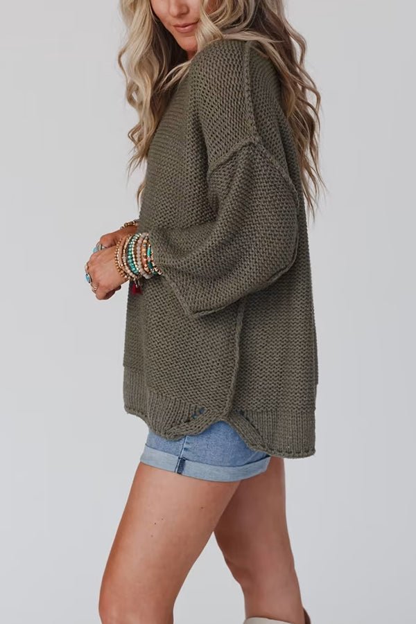Gemütlicher Grobstrickpullover mit Rundhalsausschnitt