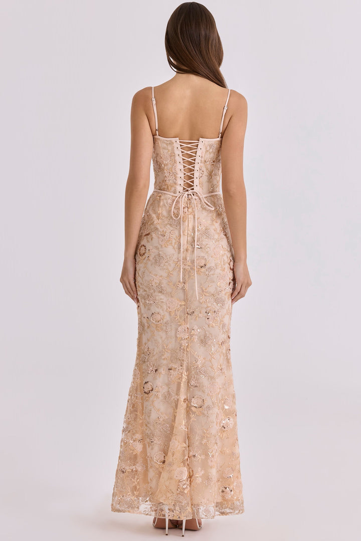 Ärmelloses Damen-Maxi-Kleid mit V-Ausschnitt