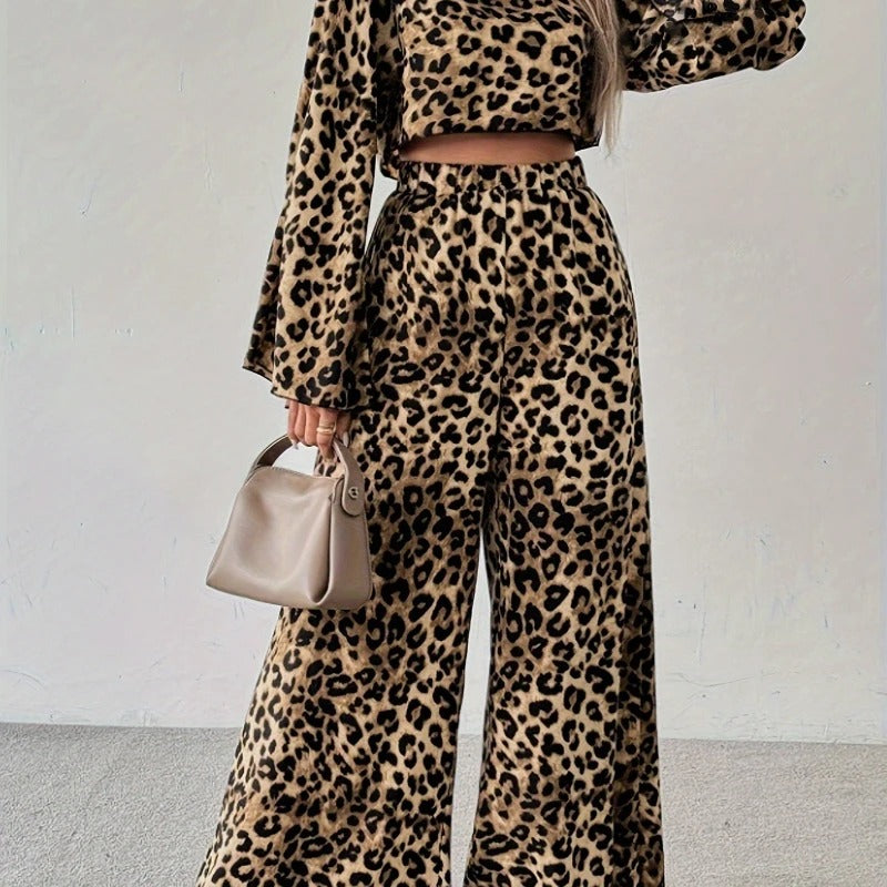 Leopardenmuster Musselin-Hose