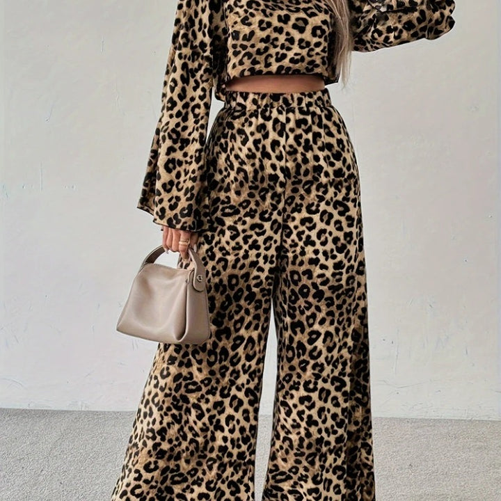 Leopardenmuster Musselin-Hose