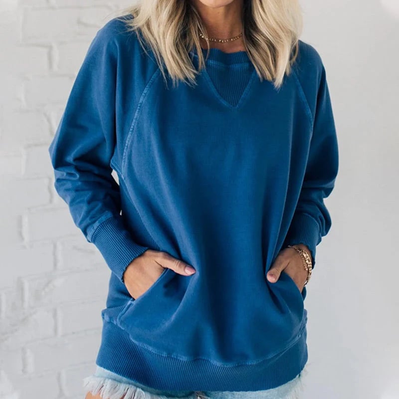 Gerippter Pullover mit Taschen