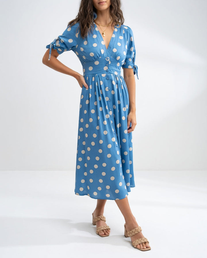 Elegantes Midikleid mit Punkte-Muster