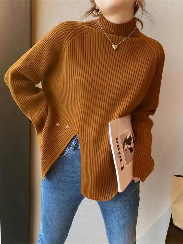 Damen Strick Rollkragen Slim Fit Pullover