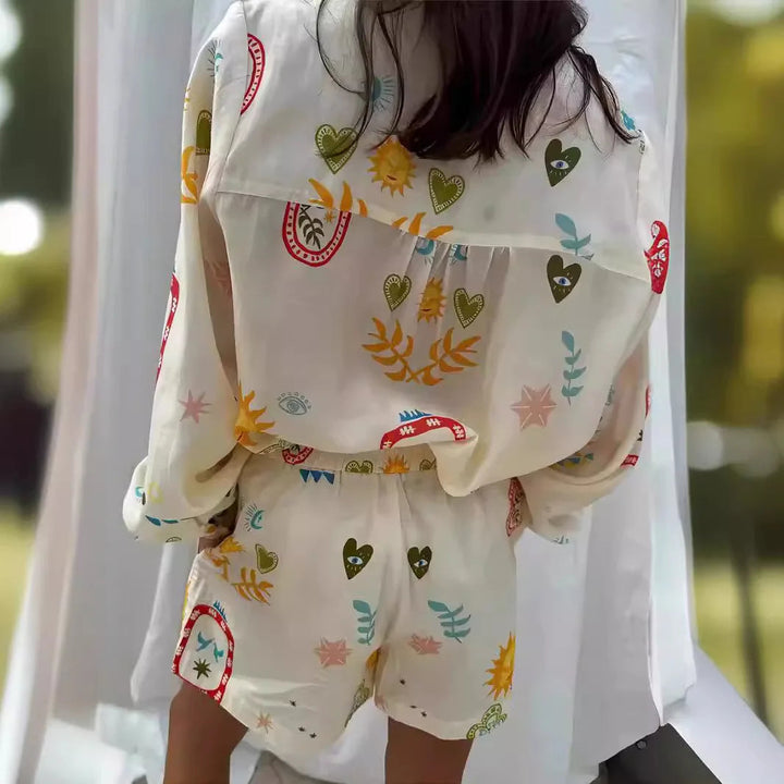 Damen Zweiteiliges Set mit Blumenmuster, leichtgewichtig