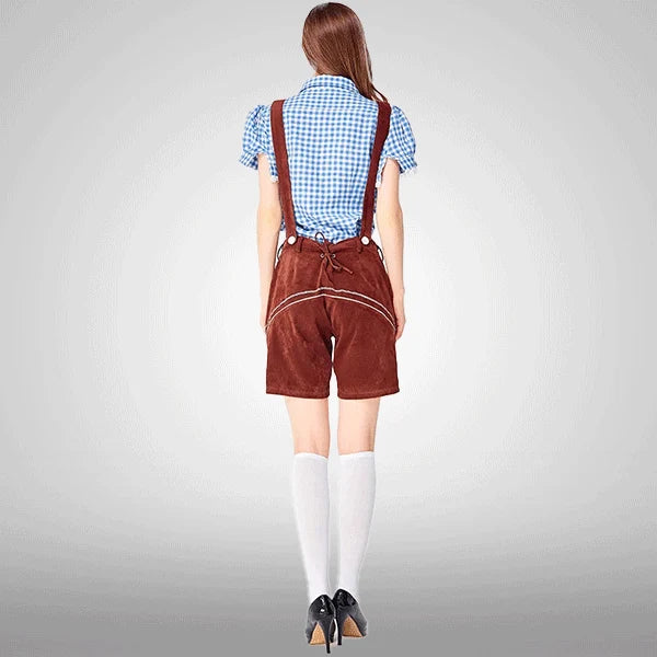 Samt bestickte bayerische kurze Latzhosen für Damen
