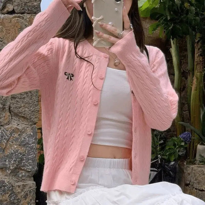Damen Strick-Cardigan mit V-Ausschnitt und Stickerei