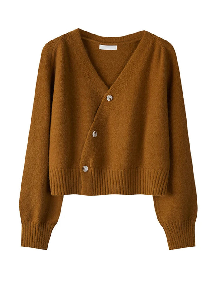 Damen Kaschmir V-Ausschnitt Locker Gestrickter Cardigan