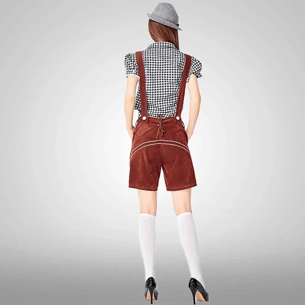 Samt bestickte bayerische kurze Latzhosen für Damen
