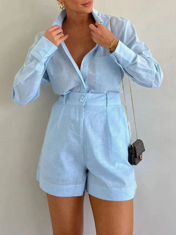 Leichtes Freizeithemd und Shorts Set für entspannten Stil
