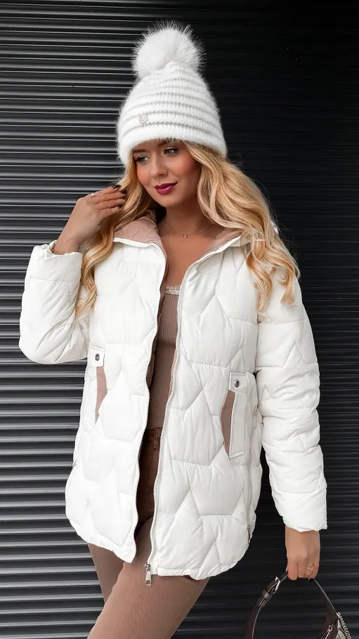 Gemütliche Steppjacke mit Kapuze und Reißverschlussdetails