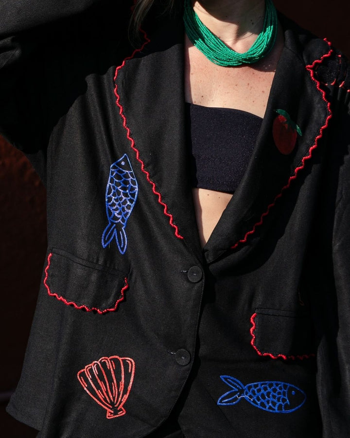 Schicker Blazer mit Hummerprint für Küstenstil