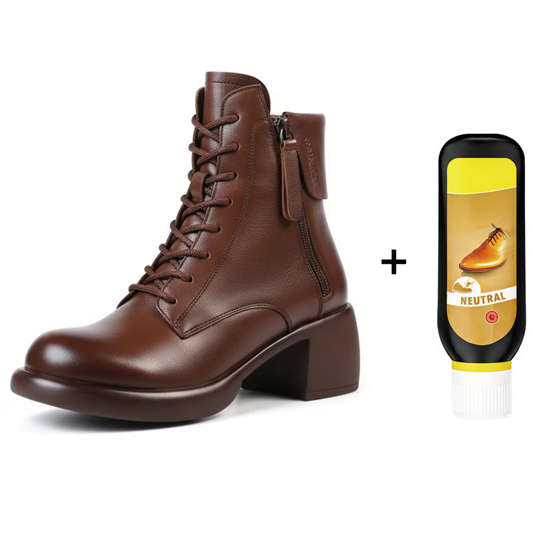 Plüschgefütterte Lederstiefel