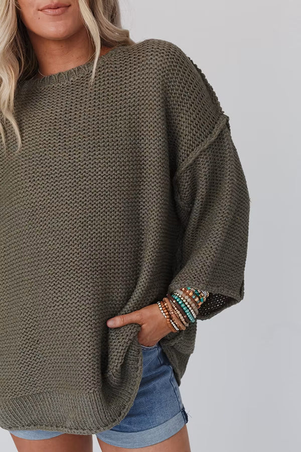 Gemütlicher Grobstrickpullover mit Rundhalsausschnitt