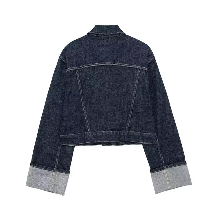 Damen Vintage Kurz geschnittene Jeansjacke