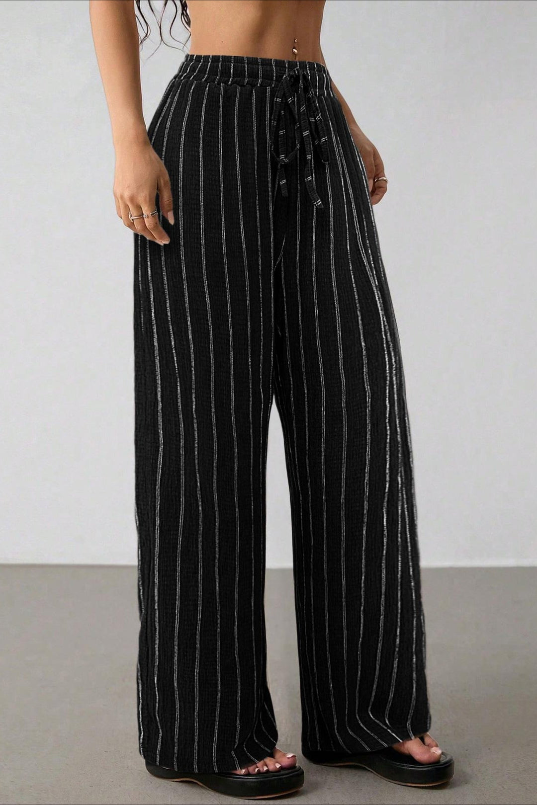 Damen Weite Hose Mit Streifen Und Colorblock