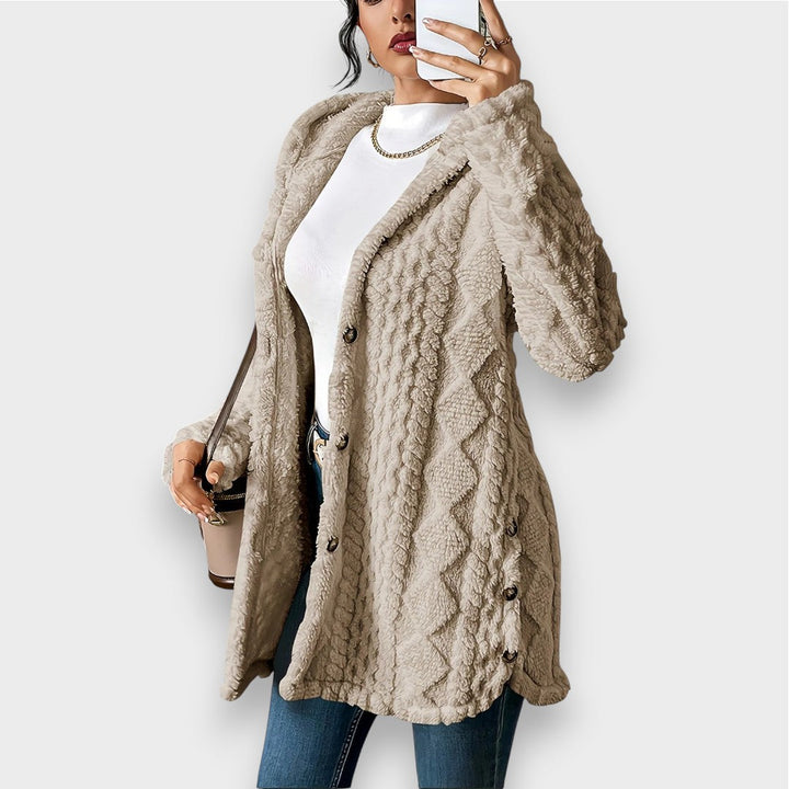 Gemütlicher Plüsch-Kapuzencardigan-Pullover