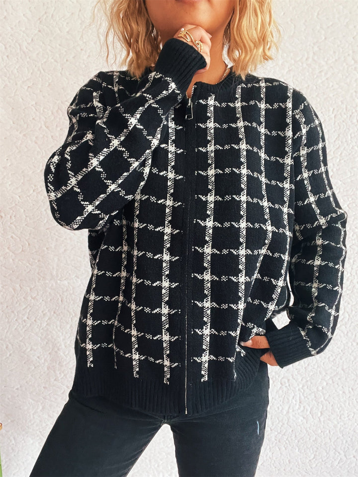 Gemütlicher karierter Cardigan mit Taschen für den Alltagsstil