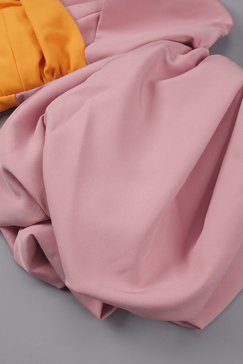 Midikleid mit Farbblock und Puffärmeln