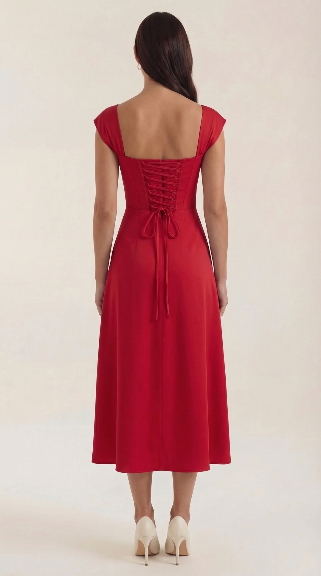 Damen Korsett Midikleid Elegantes Hochzeitsgastkleid