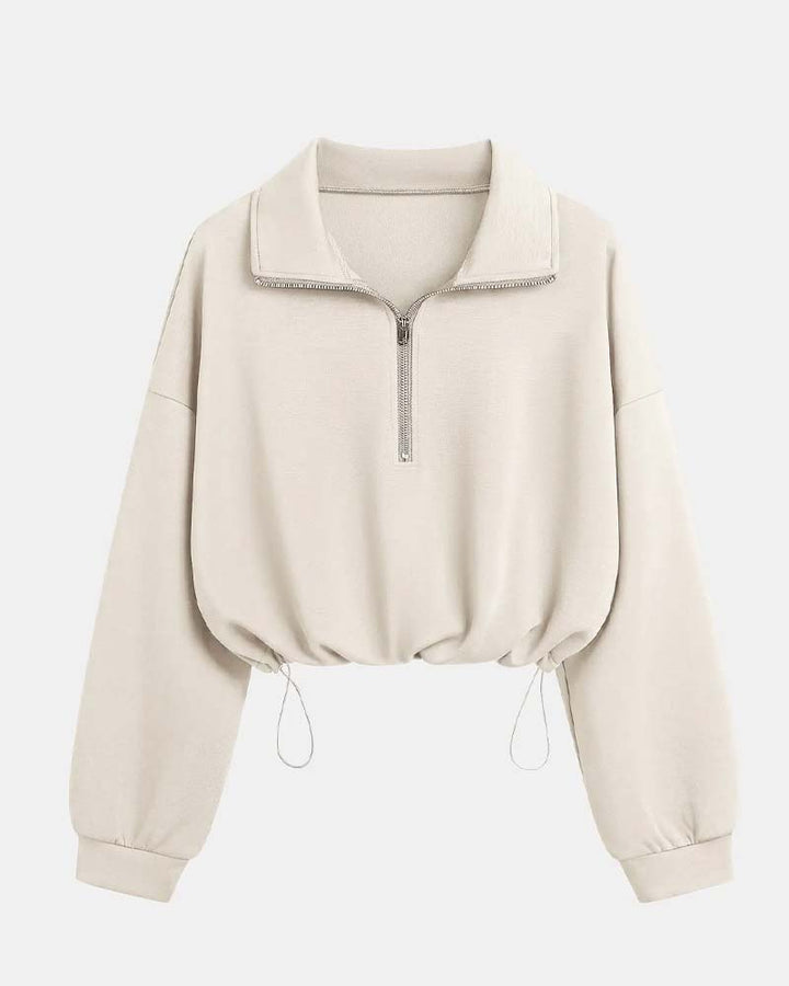 Damen Sweatshirt Mit Reißverschluss Aus Baumwollmix