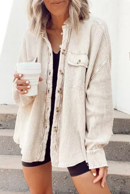 Damen Overshirt Mit Reverskragen Und Asymmetrischem Saum