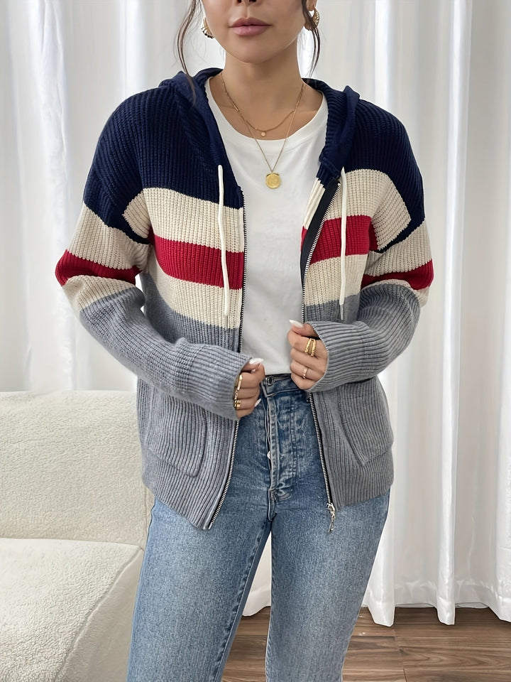 Moderner Cardigan mit Farbblock-Design für Damen