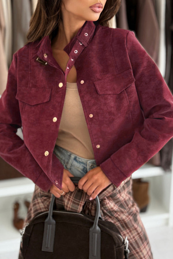 Schicke langärmelige Freizeitjacke mit Knöpfen