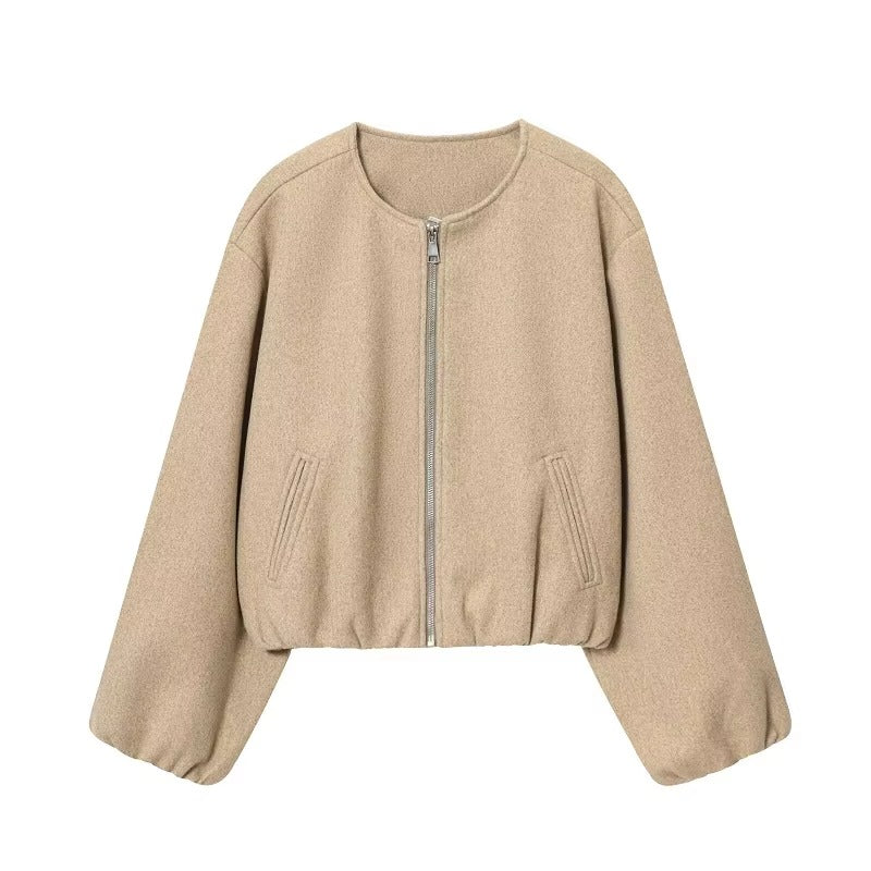 Damen Cropped Zip Bomberjacke