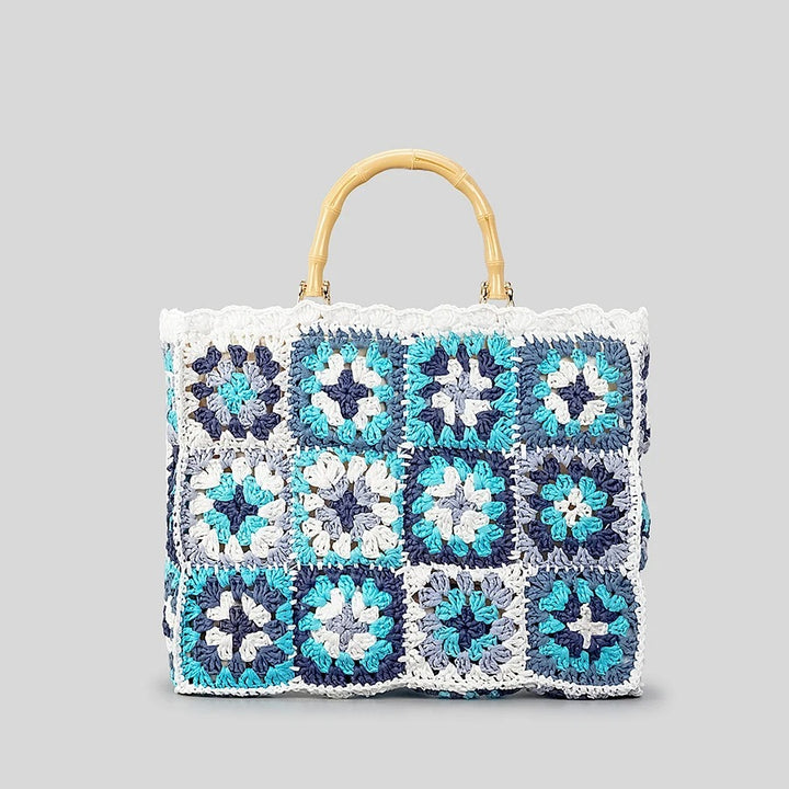 Helviora® | Gehäkelte Handtasche mit Bambusgriff