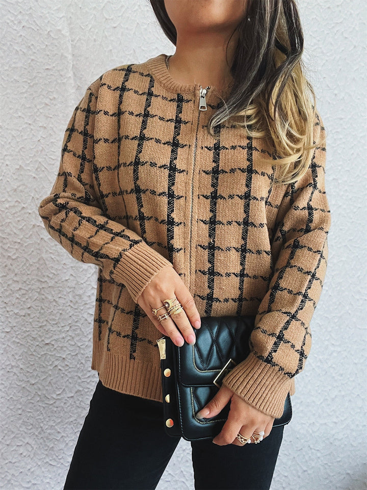 Gemütlicher karierter Cardigan mit Taschen für den Alltagsstil