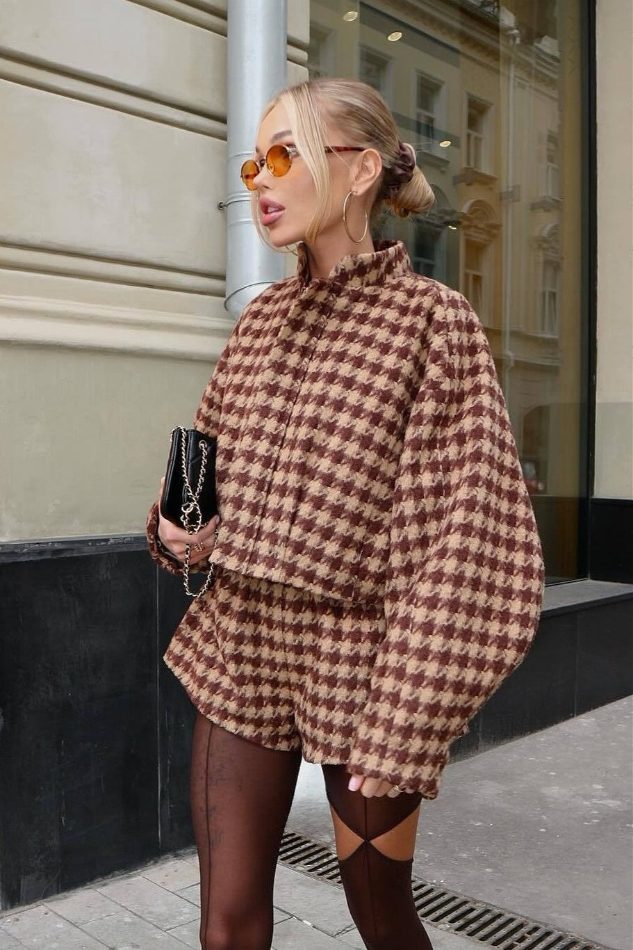 Vintage Hahnentritt-Zweiteiler Set