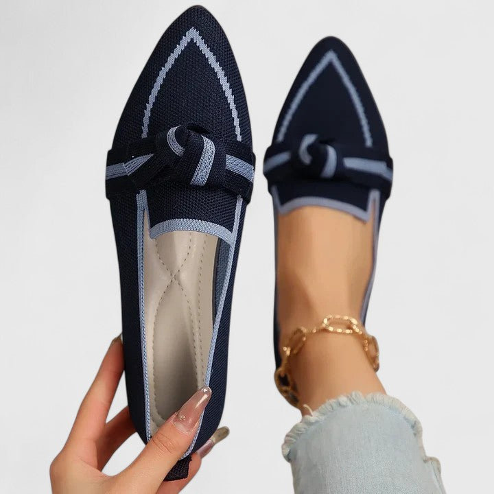 Damen-Loafer in Strickoptik mit flacher Sohle, Seitenprofil