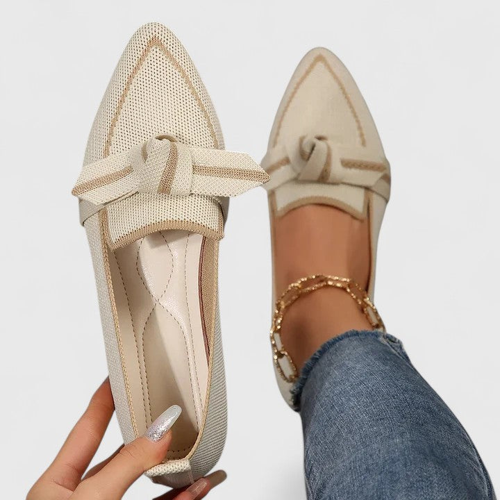 Damen-Loafer in Strickoptik mit spitzer Form, Rück- und Seitenansicht