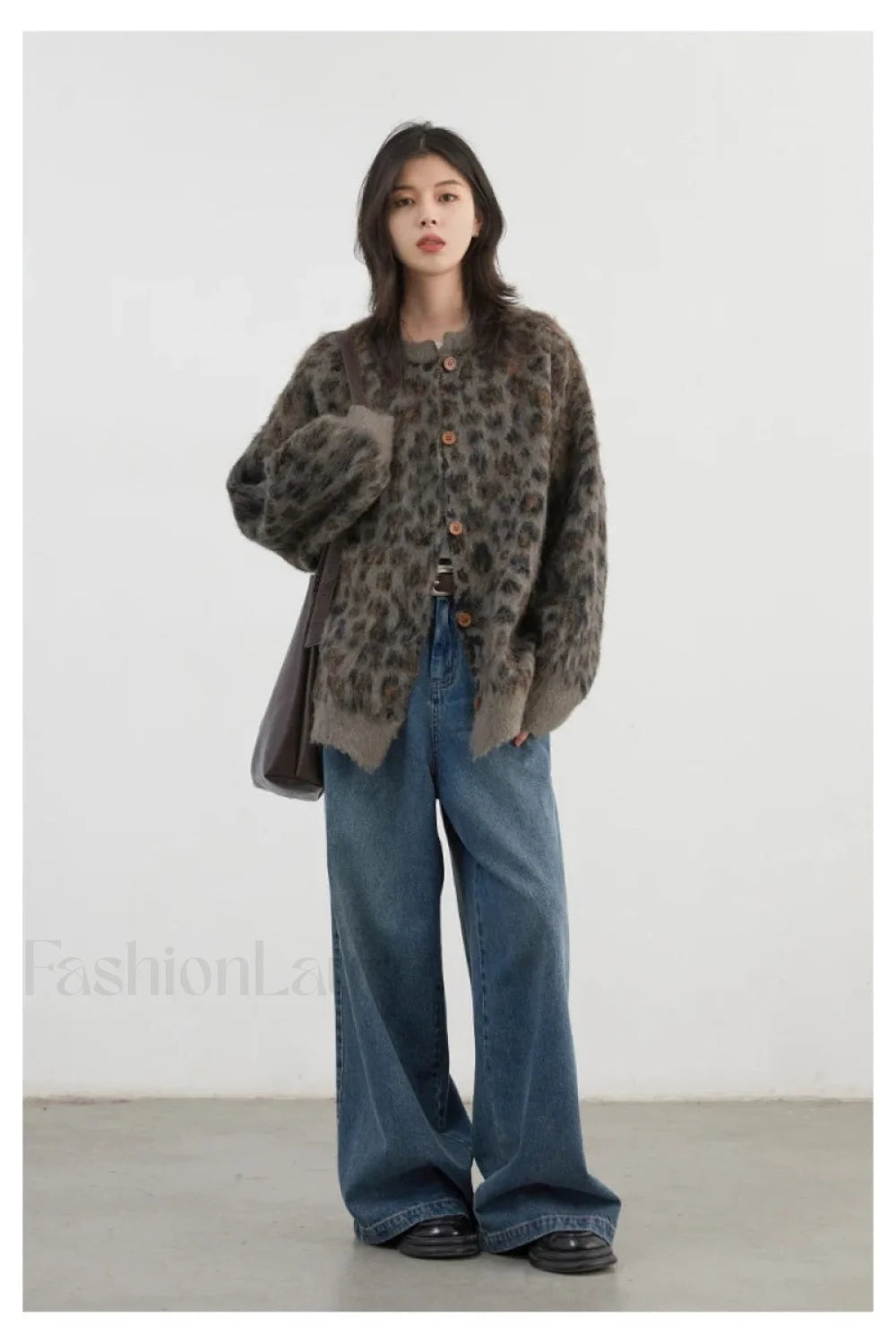Gemütlicher Leopardenmuster Einreihiger Cardigan