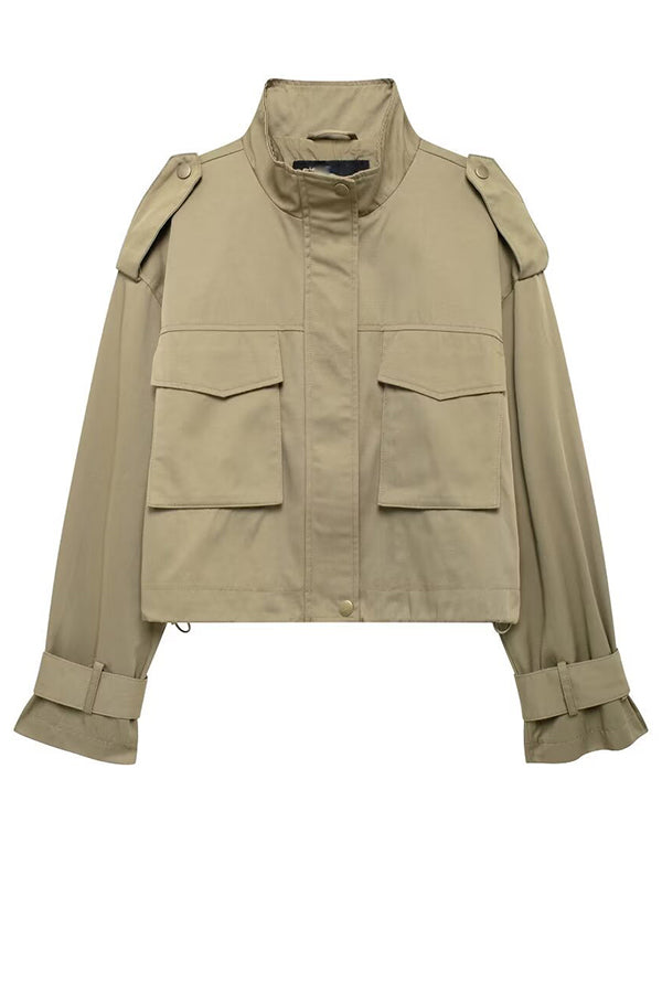Lässige Cargo-Jacke mit verstellbaren Trägern und Taschenakzenten