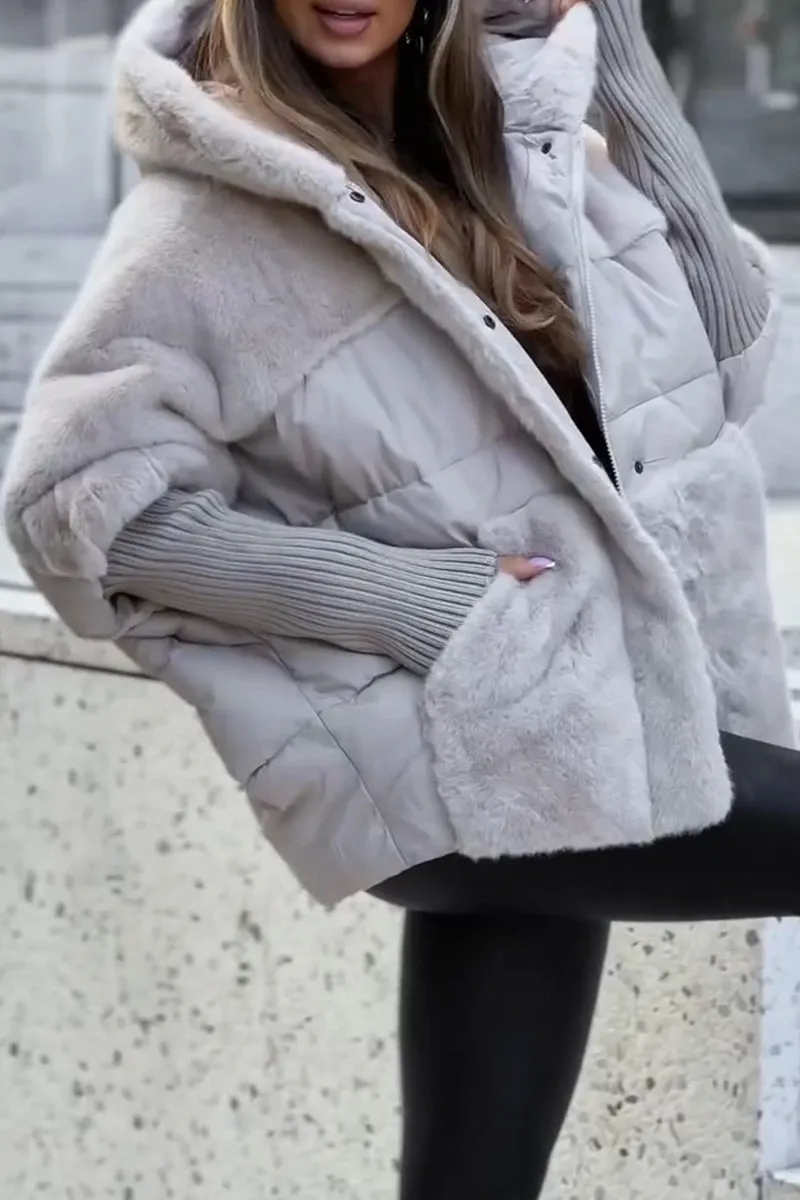 Lässige gefütterte Kapuzenjacke für Damen
