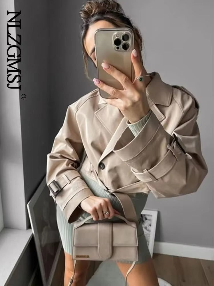 Damen Oversize Kurz geschnittener Trenchcoat