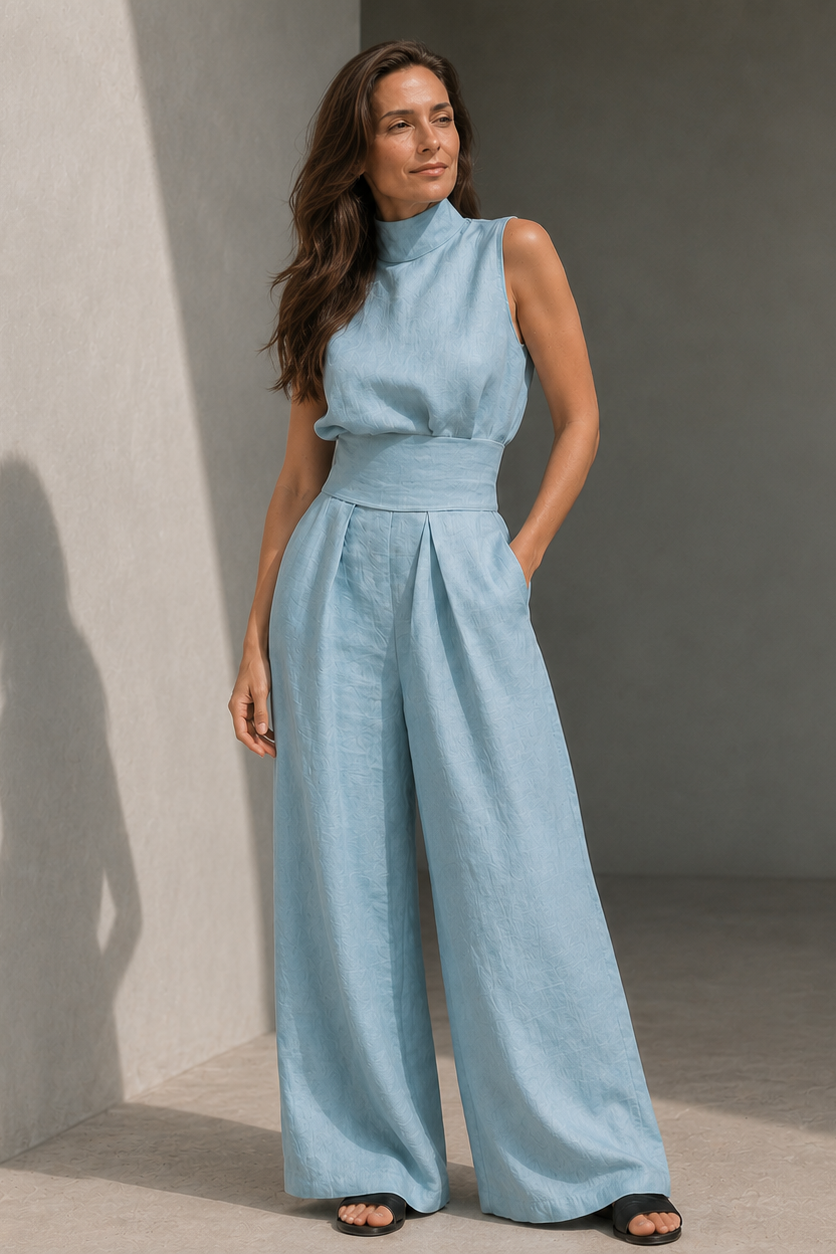 Eleganter ärmelloser Jumpsuit für Damen mit tailliertem Gürtel