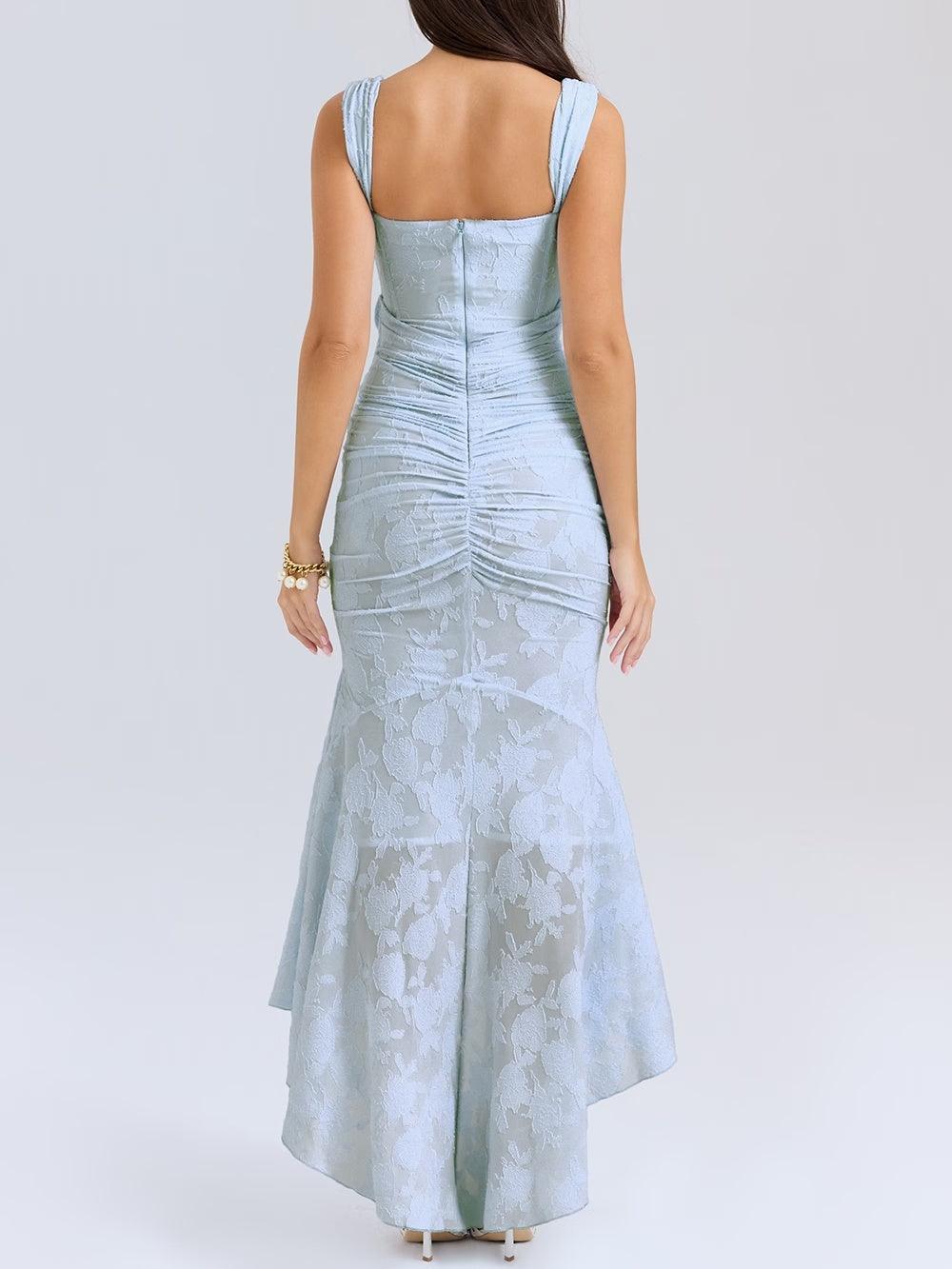Blaues Glockenblumen-Maxikleid