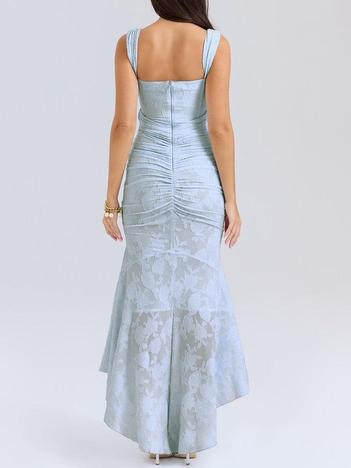 Blaues Glockenblumen-Maxikleid