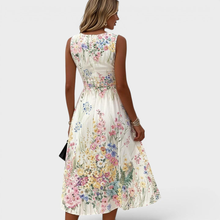 Ärmelloses Midikleid mit Blumenmuster