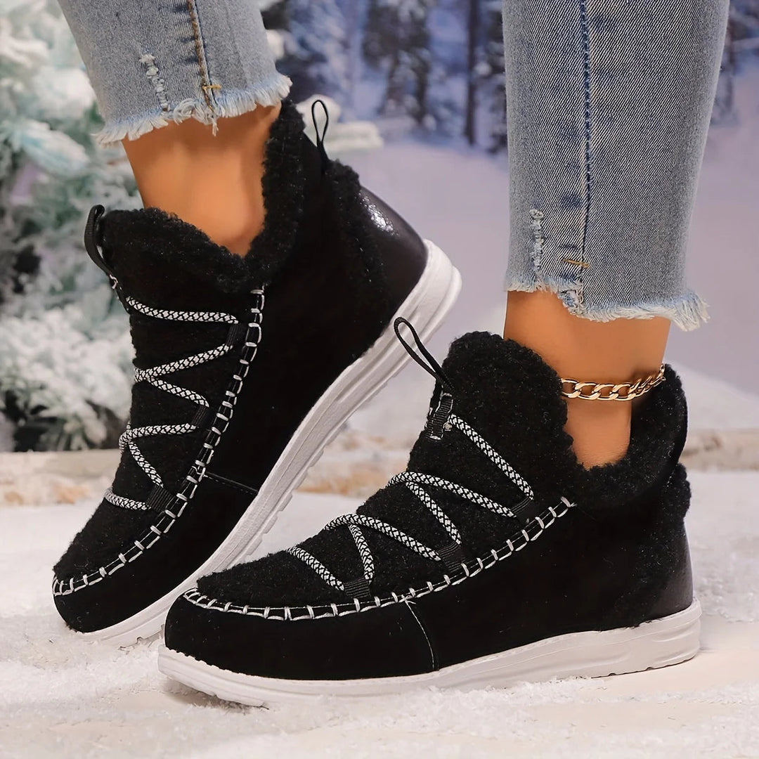 Gemütliche Plüsch-Patchwork-Winterstiefel für Damen