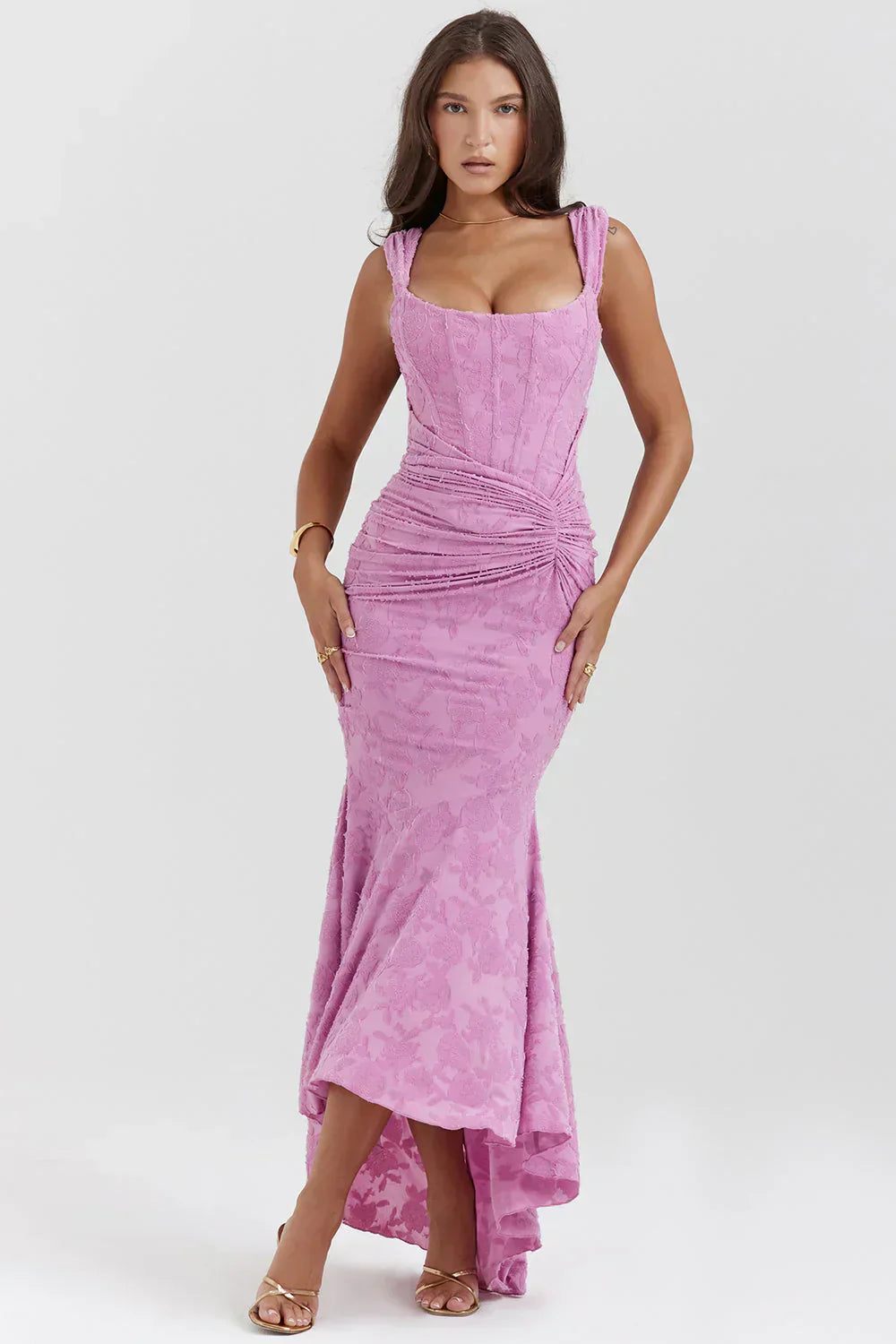 Damen Maxikleid Figurbetont Luftig Elegant