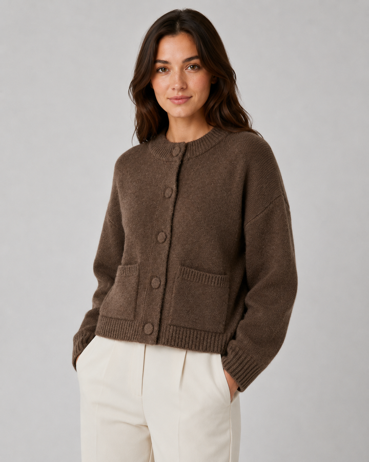 Damen-Cardigan mit strukturierter Grobstrick-Optik und Pattentaschen